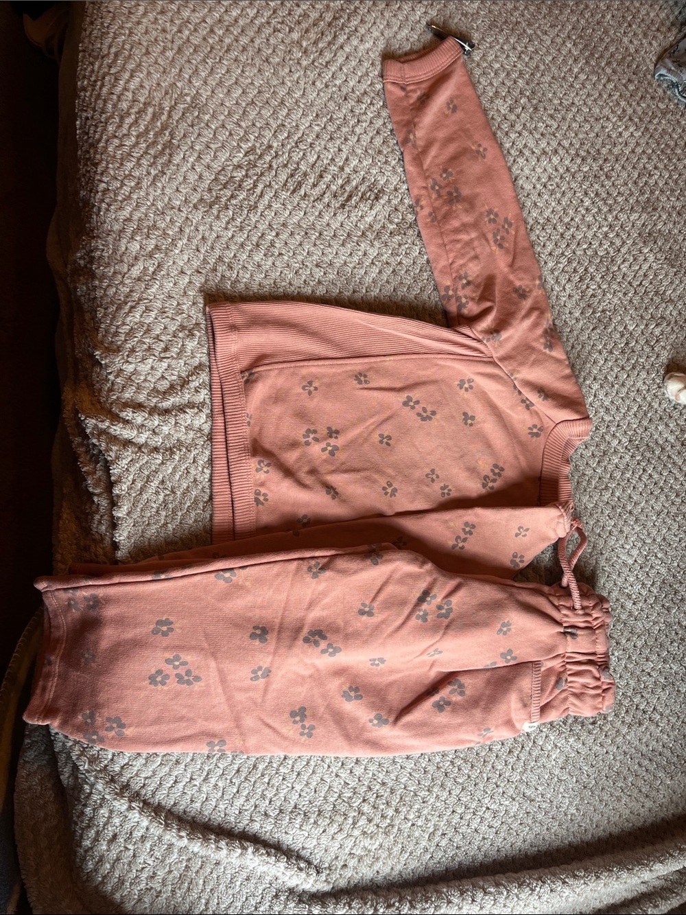 Kids Pink Floral Print Sweatpants & Joggers Set